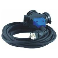 Extension cable with 3-way outlet for F, B, PL, CZ  250 V