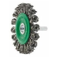 Wheel brush with shank knotted stainless steel wire 0.50 mm, Type: 75X10