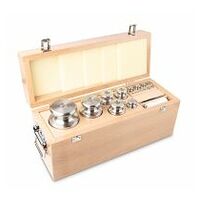 M2 1 g -  10 kg Set of weights in wooden box, Finely turned stainless steel (O...