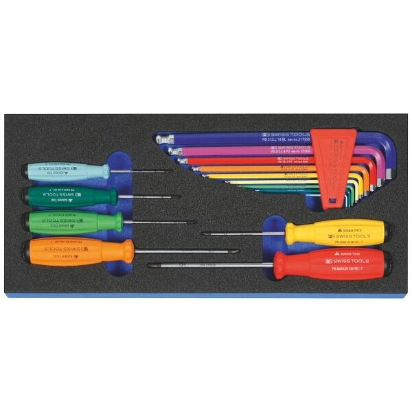 Kovavaahtoalusta, ruuvinväänninsarja Torx®-ruuveille / 6-kulmainen taivutettu ruuvitalttasarja ”Rainbow”  15