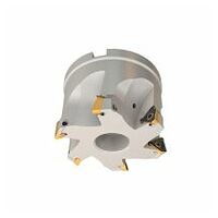 HM390 FTP D100-13-27-10 90° Face Mills Carrying HM390 TPKT 1003 Triangular Inserts with 3 Helical Cutting Edges