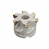 HM390 FTP D2.50-7-1.0-10 90° Face Mills Carrying HM390 TPKT 1003 Triangular Inserts with 3 Helical Cutting Edges