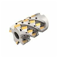 HM390 SM D2.-1.9-5-.75-10 Extended Flute Shell Mills Carrying HM390 TPKT 1003 Triangular Inserts with 3 Helical Cutting Edges