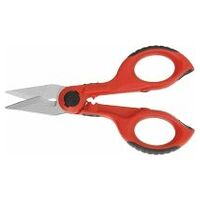 Electrician's scissors with 2-component grip and wire cutter