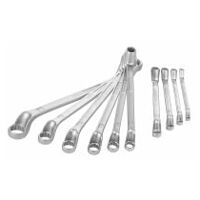 Double-ended ring spanner set, deeply cranked  10