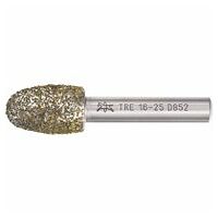 Mola abrasiva diamantata forma a goccia 16x25x8 mm D852 per smerigliatura di ghisa grigia e sferoidale