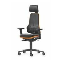 Heavy-duty swivel work chair, Neon XXL, with headrest  BLACK