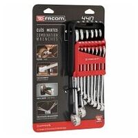 Combination wrench set, 14 pieces ( 8 to 24 mm) , holder