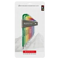 RainBow hex keys with ball point for hexagon socket screws (inch sizes), long type, set in a practical holder