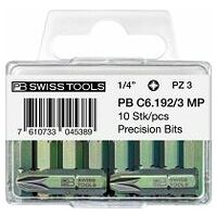 PrecisionBits, form C 6.3 (1/4″), til Pozidriv-skruer