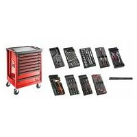 ROLL workshop trolley with 8 drawers and 9 modules/107 tools