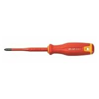 Electrician’s screwdriver for Pozidriv with 2-component Haptoprene handle, SLIM blade, fully insulated 2