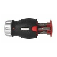 Bit-holding screwdriver with magazine with 1/4 inch bits with ratchet and magnet, Type: 1