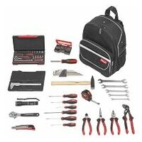 Assembly tool set, 59 pieces in a tool rucksack, Number of pieces: 91