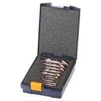 Centre drill set HSS-E No. 111100 in a case, TiAlN, Number of drills: 10