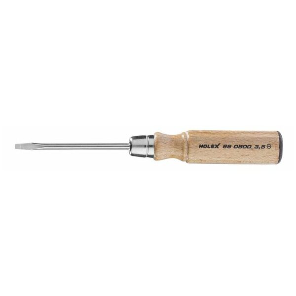 Screwdriver for slot-head, with wooden handle  3,5 mm