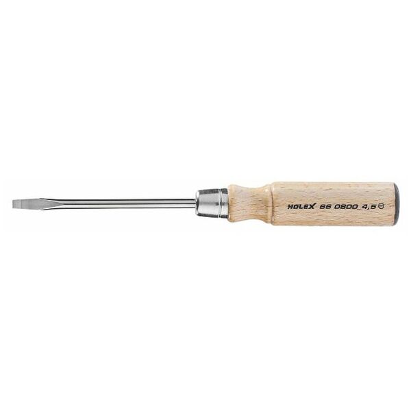 Screwdriver for slot-head, with wooden handle  4,5 mm