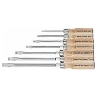 Screwdriver set for slot-head, with wooden handle  7