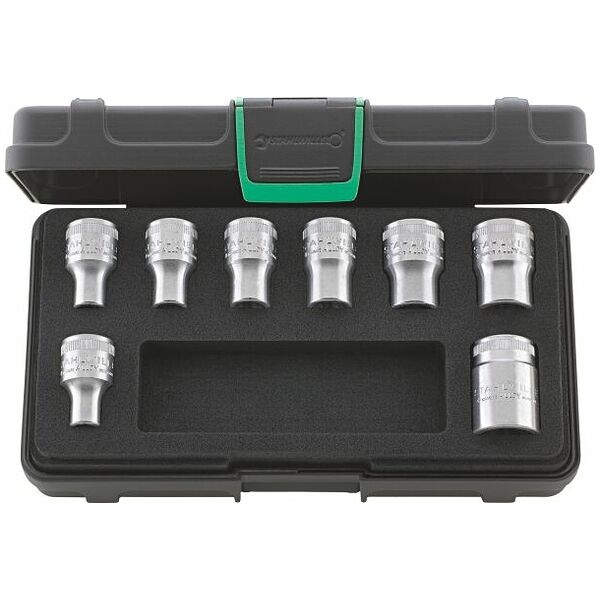 Set of sockets for Torx®, 1/2 inch square drive 8 pieces