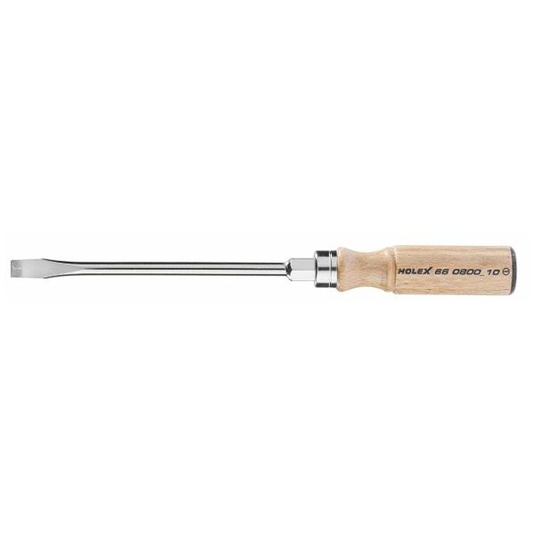 Screwdriver for slot-head, with wooden handle  10 mm