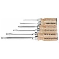 Screwdriver set for slot-head, with wooden handle  6
