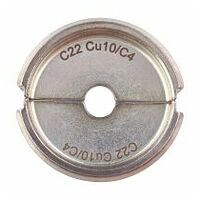 Vložek za stiskanje za hidravlično orodje za stiskanje baterij, C22 Cu10/C4