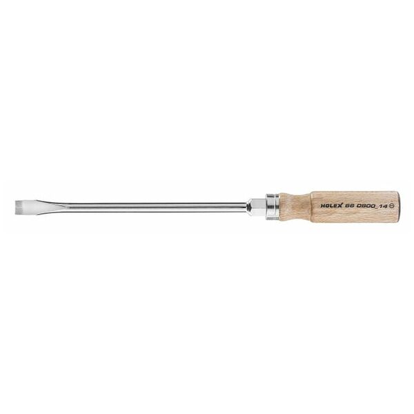 Screwdriver for slot-head, with wooden handle  14 mm