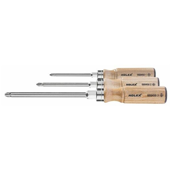 Screwdriver set for Phillips, with wooden handle  3
