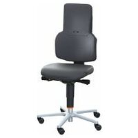 Swivel work chair, synthetic leather, with castors, low