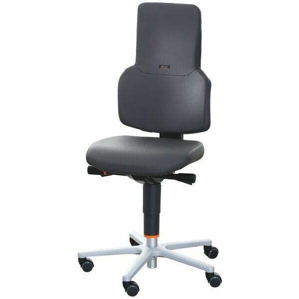 Swivel work chair, synthetic leather, with castors, low