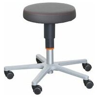 Work stool, synthetic leather, with castors, low