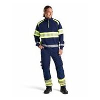 Hi-Vis 4-way-stretch trousers without nail pockets Navy blue/Hi-vis yellow C44