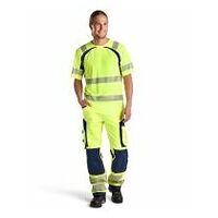 Pracovní kalhoty High Vis čtyřsměrně strečové bez kapes na hřebíky High Vis žlutá/námořnická modř C144