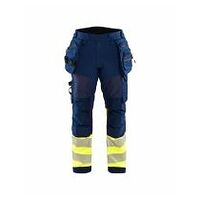 Jól láthatósági munkásnadrág softshell, sötétkék/ High Vis sárga C146