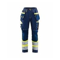 Pantaloni de lucru pentru femei High Vis elastici bleumarin/galben C32