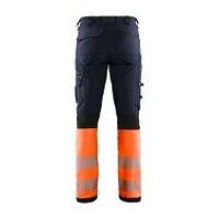 Hi-Vis 4-way-stretch trousers without nail pockets Navy blue/Orange C144