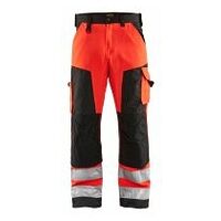 High Vis Arbeitshose ohne Nageltaschen High Vis Rot/Schwarz D84