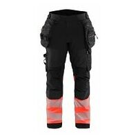 Jól láthatósági munkásnadrág softshell fekete/High-Vis piros D124