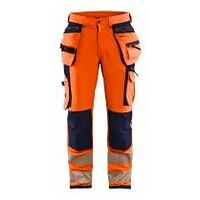 Jól láthatósági munkásnadrág, 4 irányban sztreccs High Vis narancssárga/tengerészkék D108