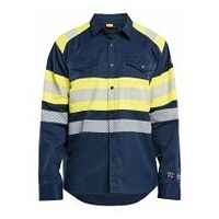 Multinorm Hemd Marineblau/ High Vis Gelb 4XL