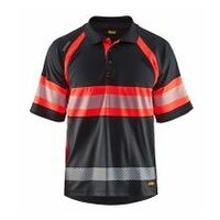 UV Polo Shirt High Vis Klasse 1 Schwarz/High Vis Rot 4XL