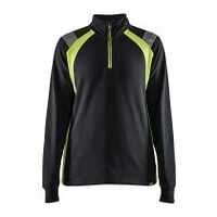 Sweat femme demi-zip noir/jaune XS