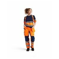 Damen High Vis T-Shirt Marineblau/Orange XL