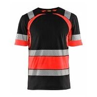 High Vis T-Shirt Schwarz/High Vis Rot 4XL