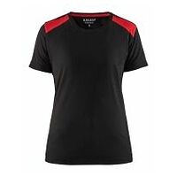 Damen T-Shirt Schwarz/Rot L