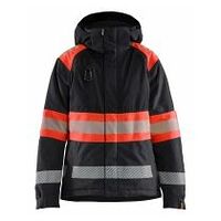 Damen High Vis Winterjacke Schwarz/High Vis Rot L