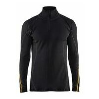 Flammschutz Unterhemd Half-Zip, 68% Merinowolle Schwarz 4XL