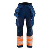 Pantaloni da lavoro da donna con visiera Softshell blu navy/arancione C32