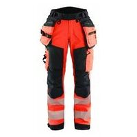 Pantalon de travail Softshell haute visibilité rouge/noir pour femme C34