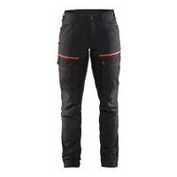 Pantaloni de lucru pentru femei elastici negru/roșu C32